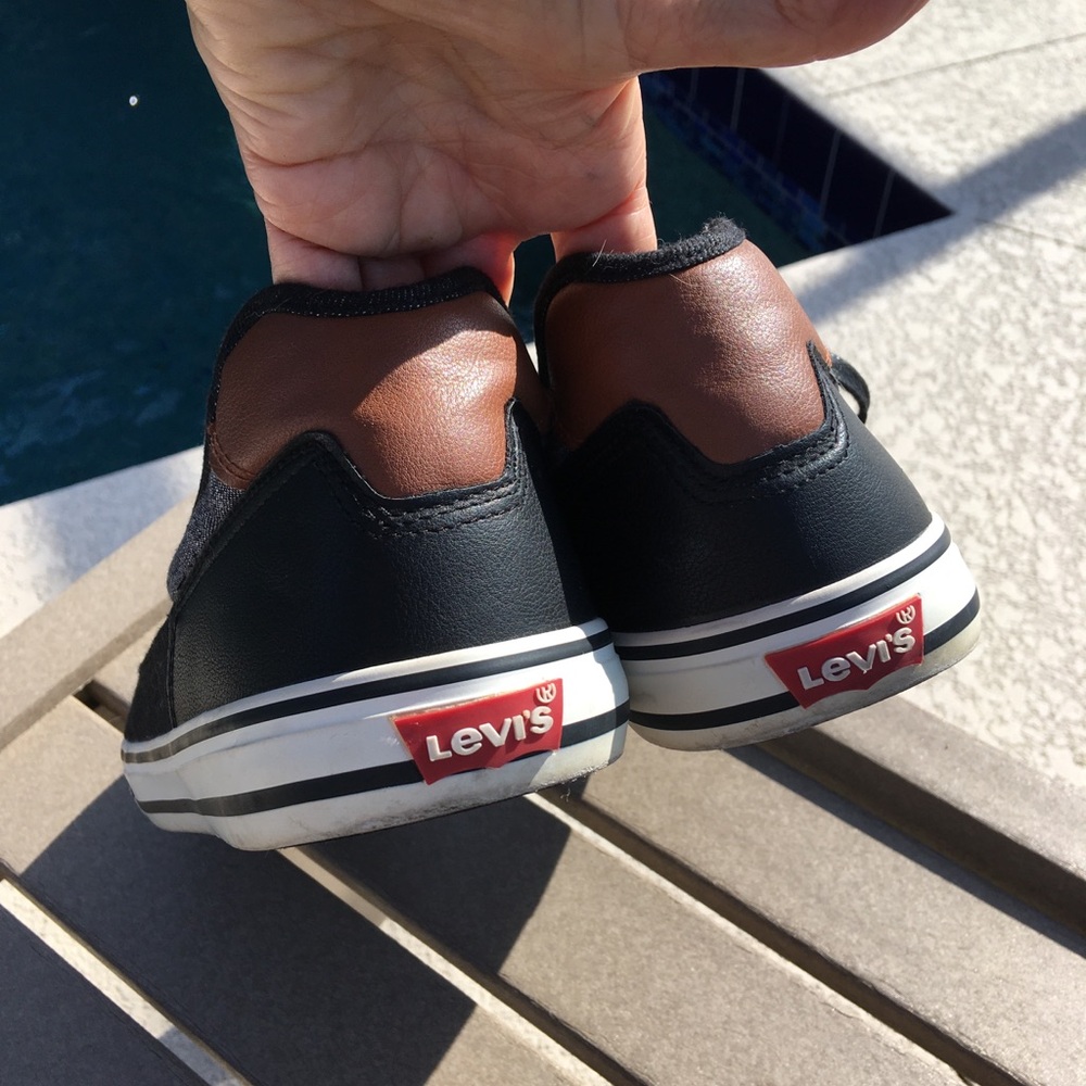 Levi Strauss & Co. Black Gray Tan Low-Top Casual Sneakers SZ 13 Preppy - Picture 2 of 9